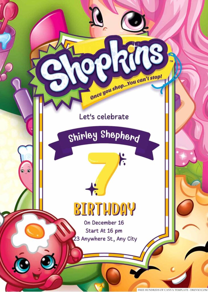 Free Editable Shopkins Birthday Invitation