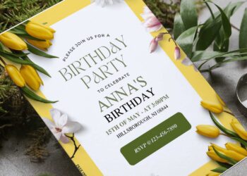 (Free Editable PDF) Romantic Spring Birthday Invitation Templates