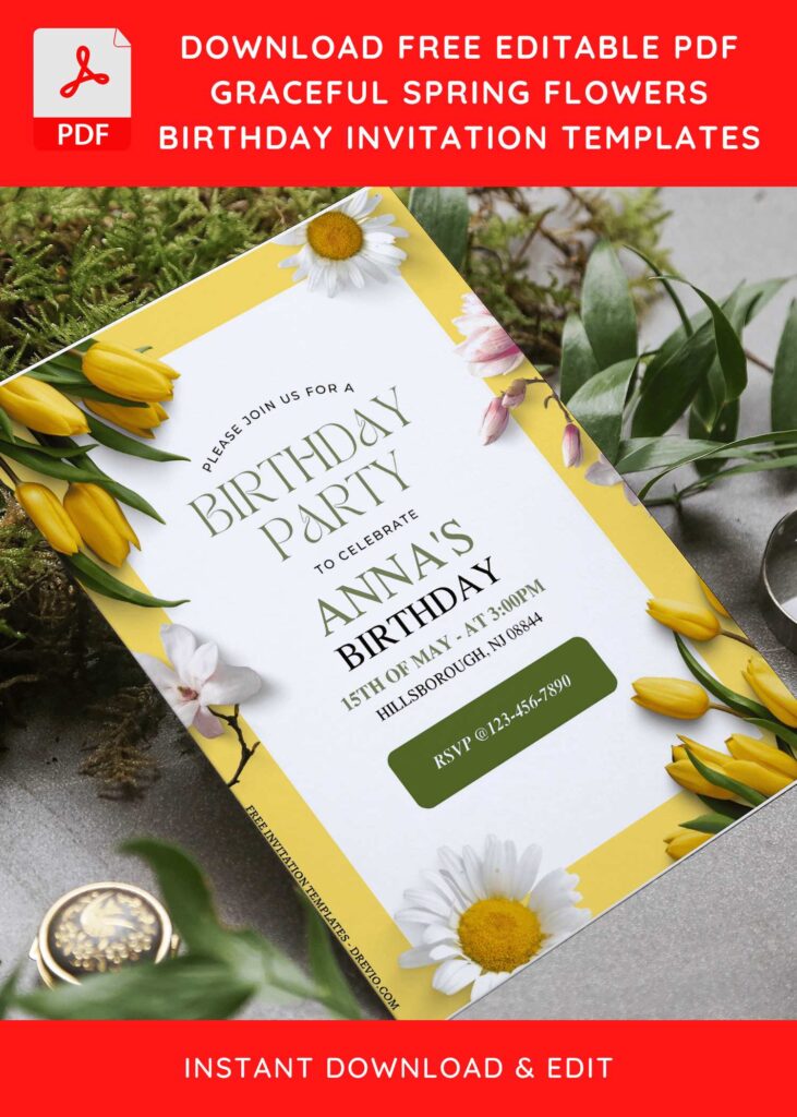 Invitation Template of (Free Editable PDF) Romantic Spring Birthday Invitation Templates 3