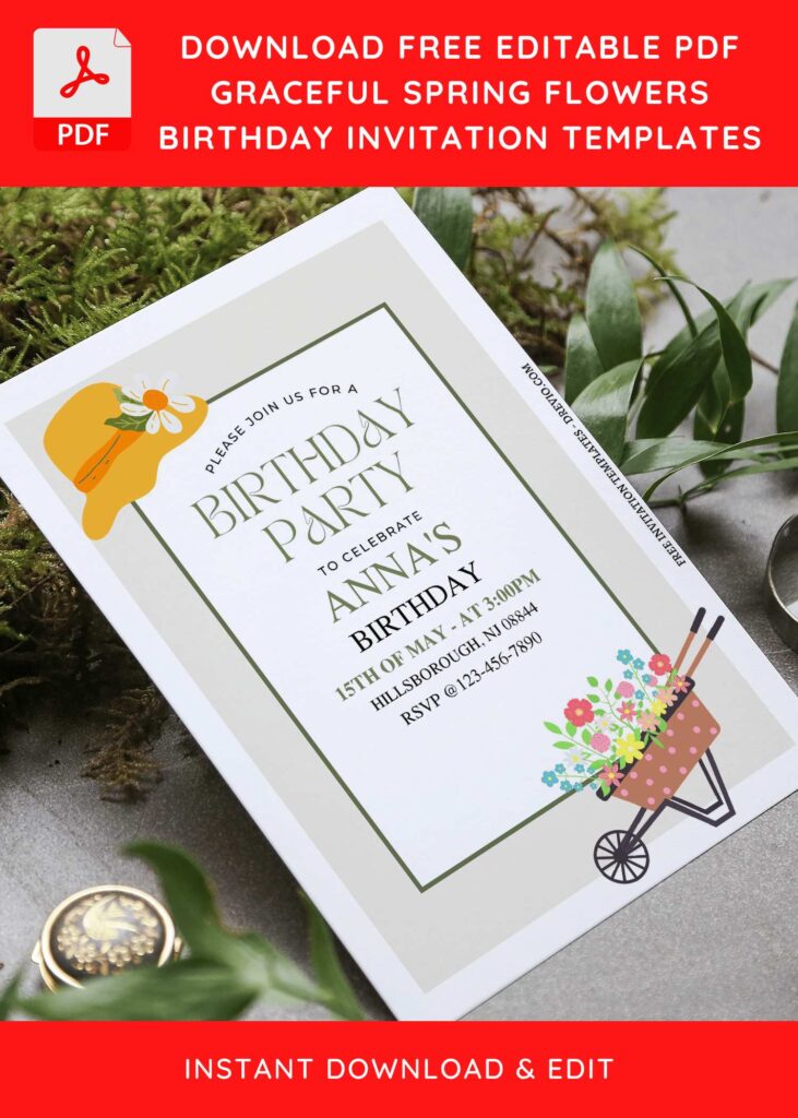 Invitation Template of (Free Editable PDF) Cute And Fun Garden Kids Birthday Invitation Templates 6