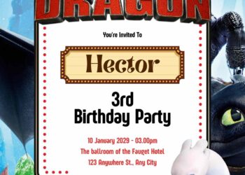 Free Editable How to Train Your Dragon Birthday Invitation