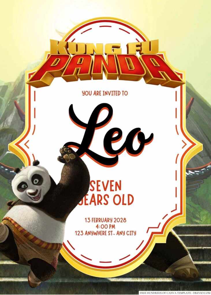 Free Editable Kung Fu Panda Birthday Invitation