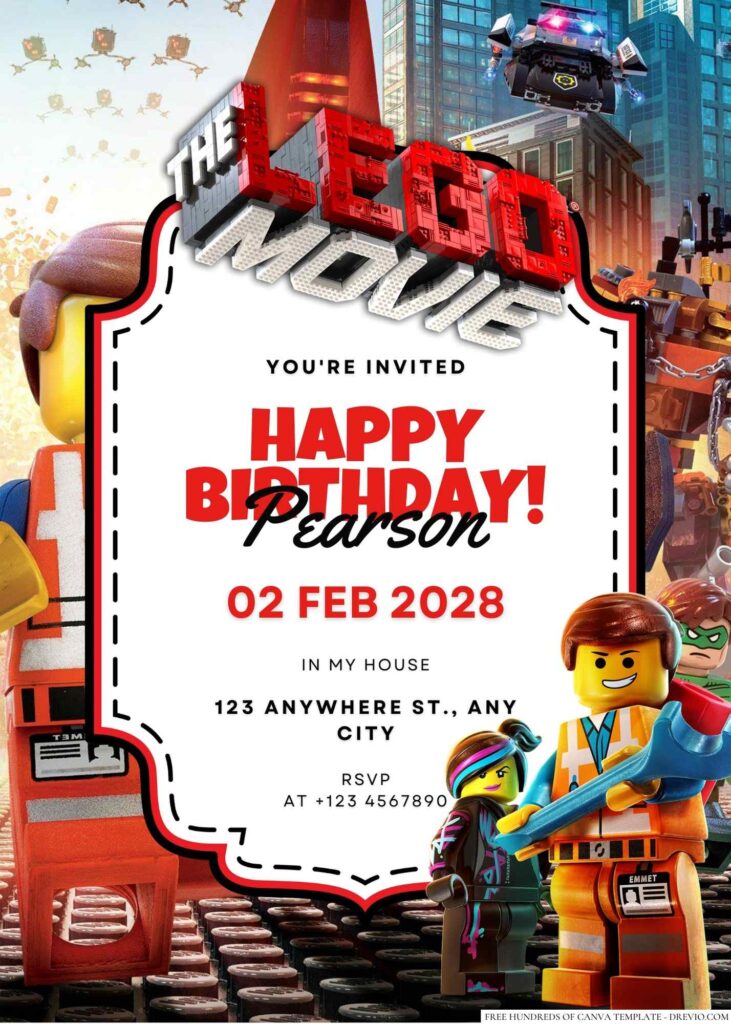 Free Editable The Lego Movie Birthday Invitation