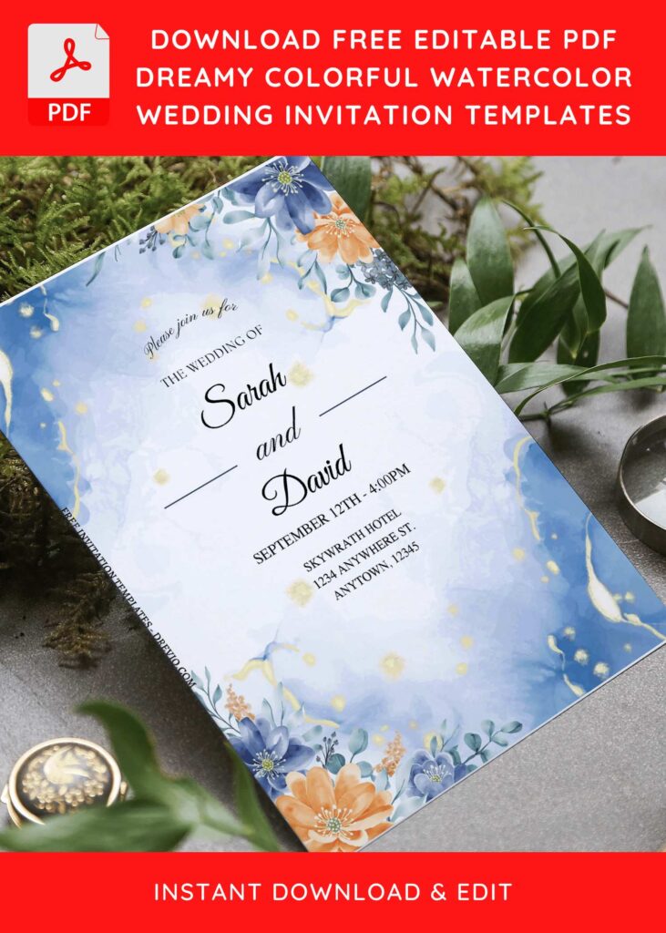 (Free Editable PDF) Visually Stunning Floral And Marble Wedding Invitation Templates F