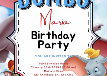 Free Editable Dumbo Birthday Invitation