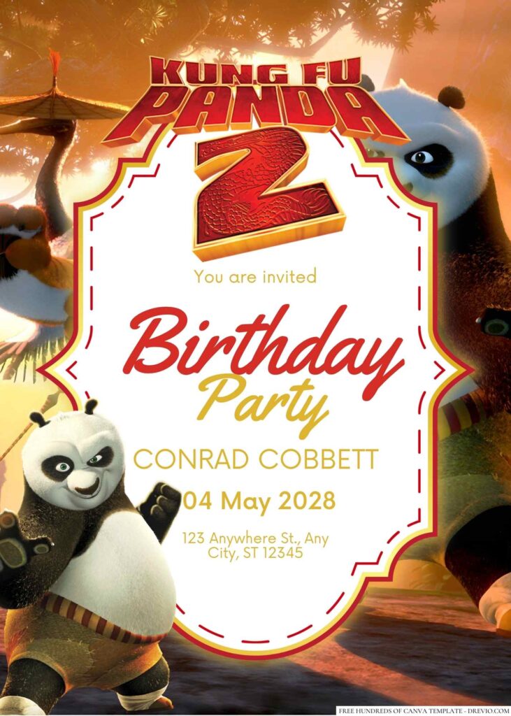 Free Editable Kung Fu Panda 2 Birthday Invitation