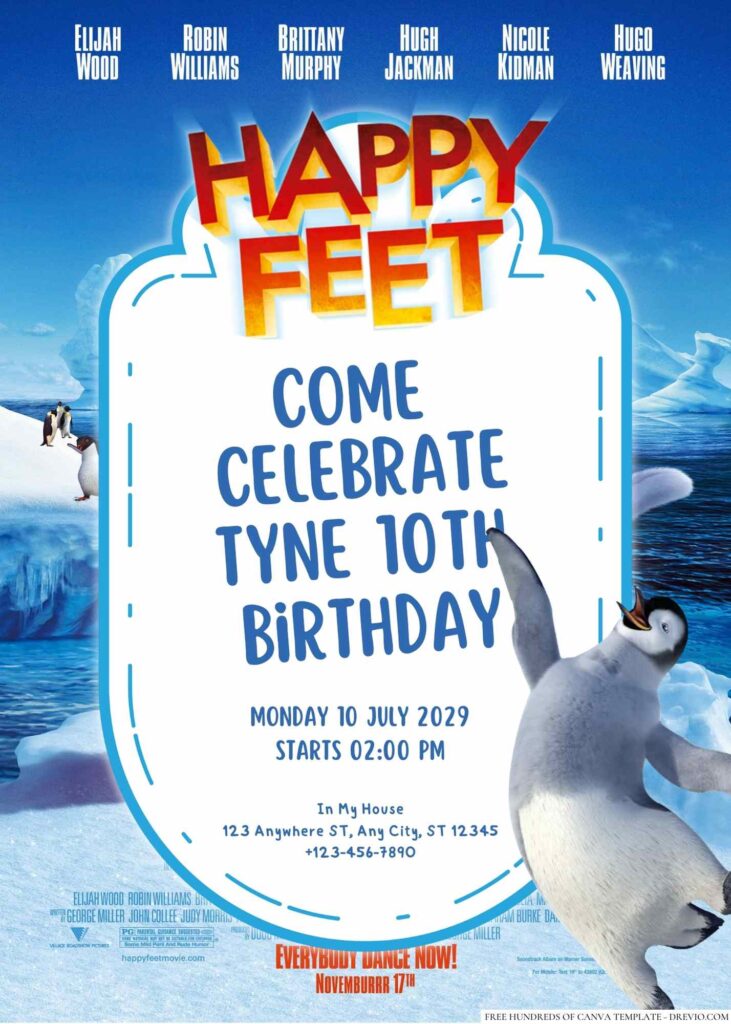 Free Editable Happy Feet Birthday Invitation 