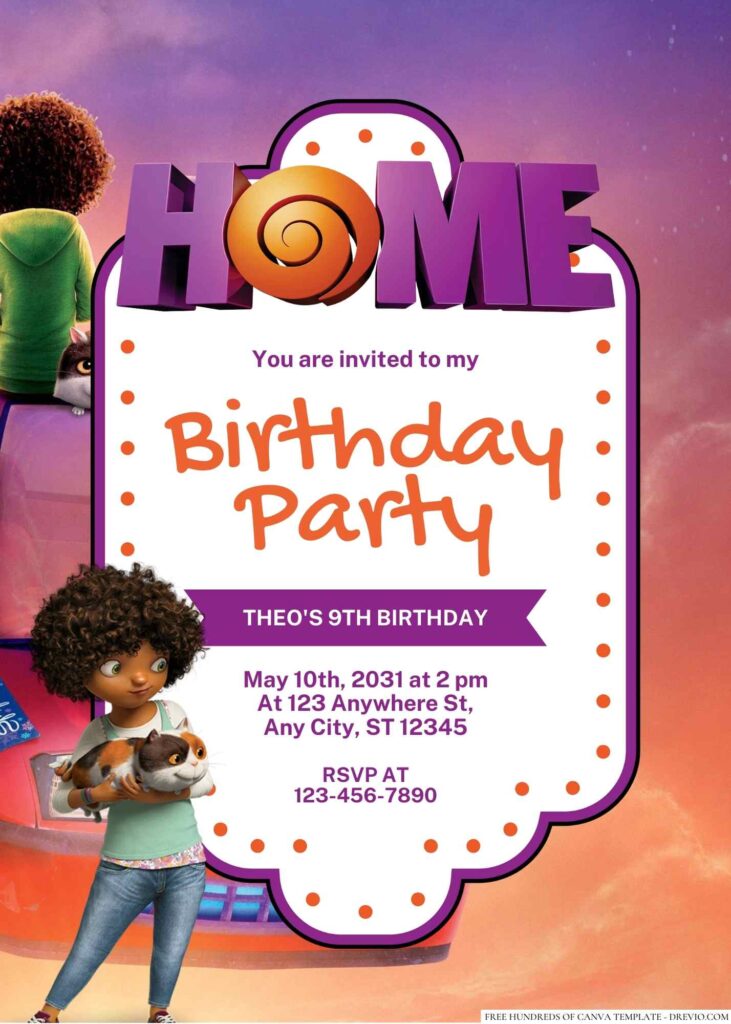 Free Editable Home (2015) Birthday Invitation