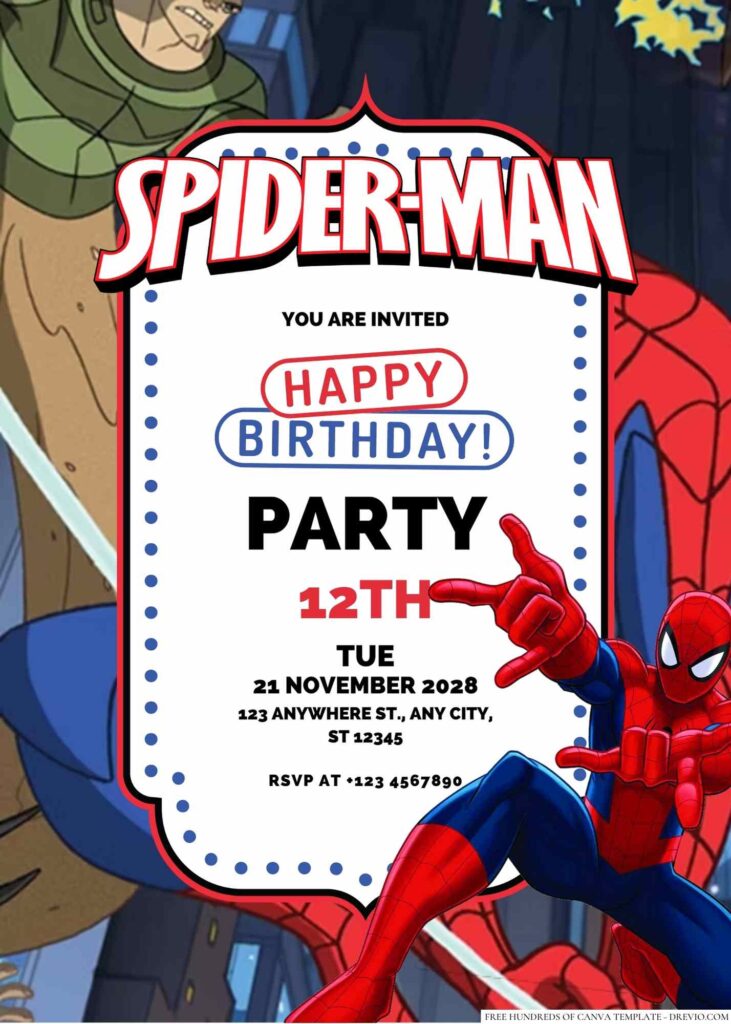 Free Editable Spiderman Birthday Invitation