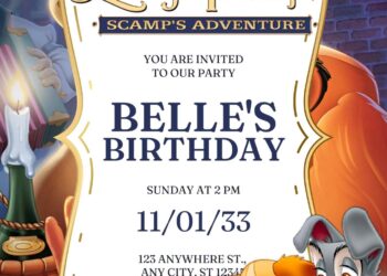 Free Editable Lady and The Tramp Birthday Invitation