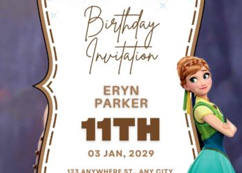 Free Editable Anna Frozen Birthday Invitation