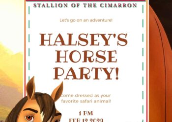 Free Editable Spirit Stallion of the Cimarron Birthday Invitation