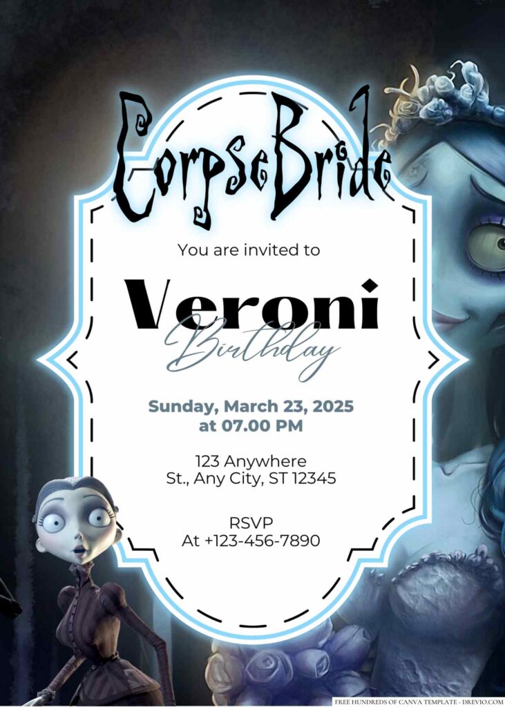 Free Editable Corpse Bride Birthday Invitation