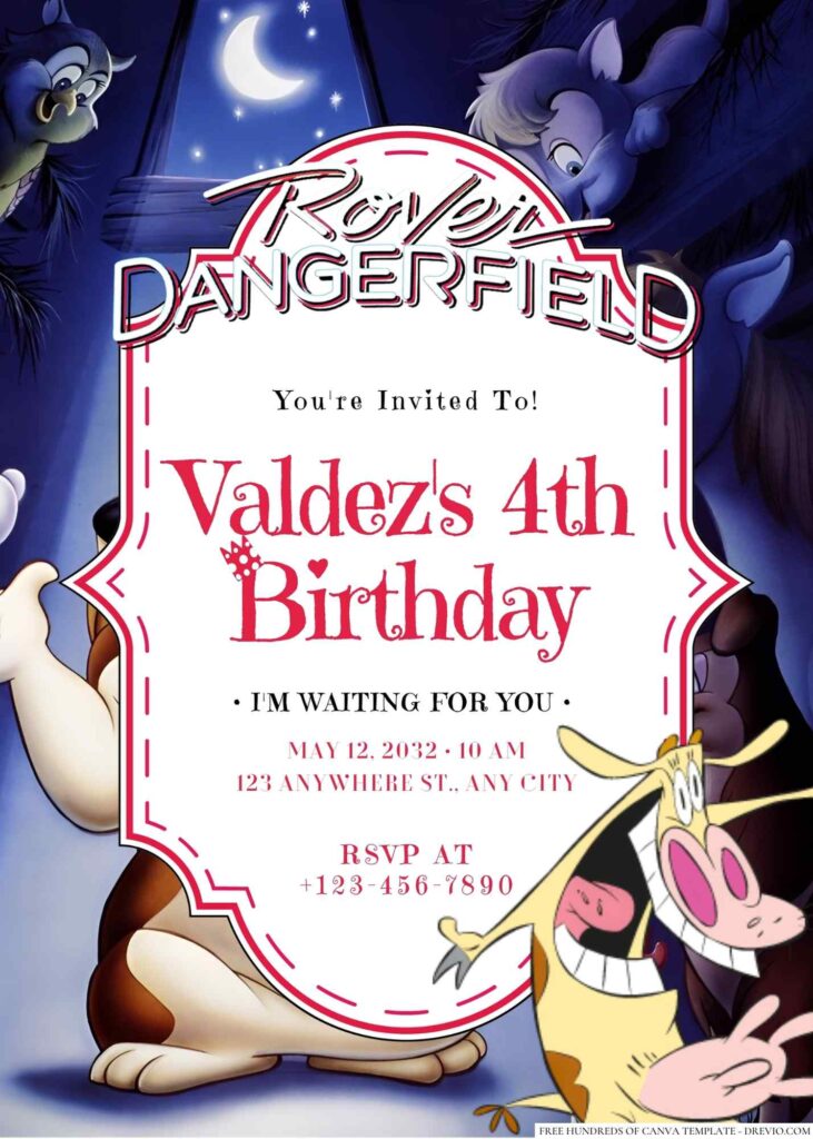 Free Editable Rover Dangerfield Birthday Invitation