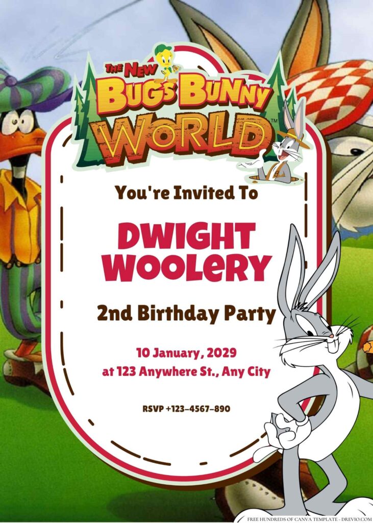 Free Editable The Bugs Bunny Birthday Invitation 