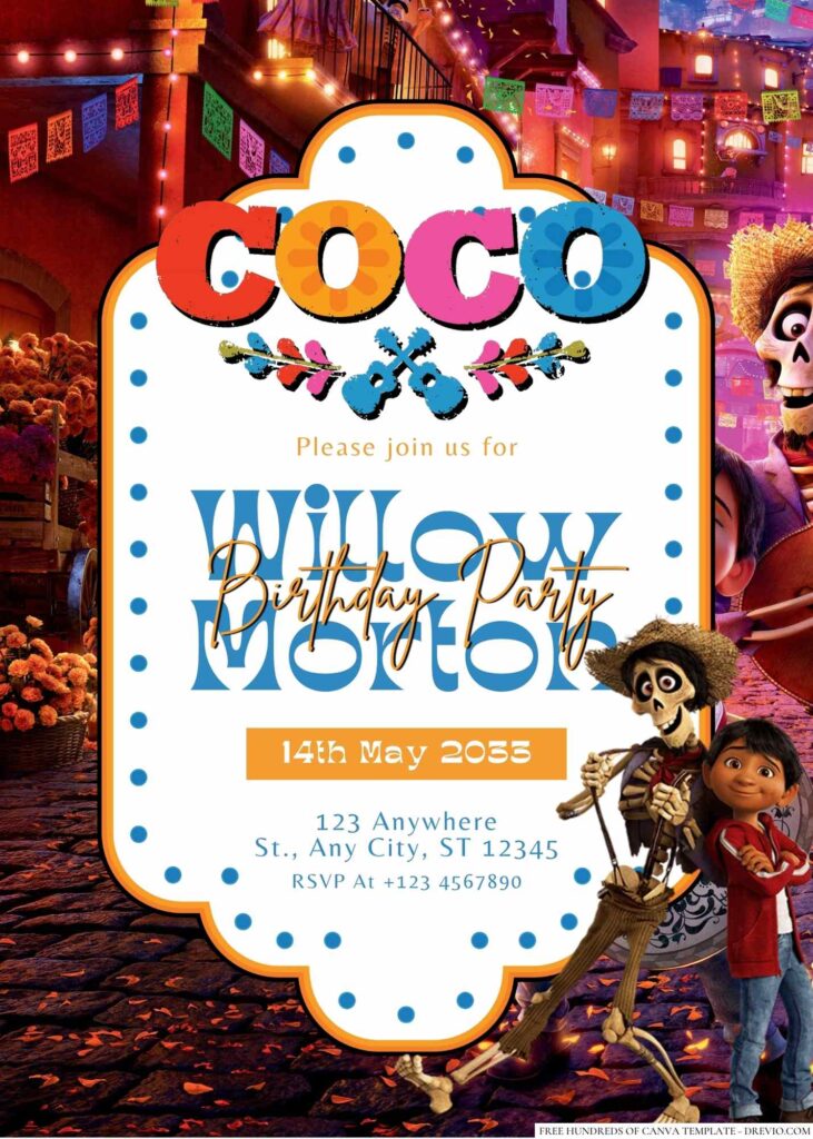 Free Editable Coco Birthday Invitation