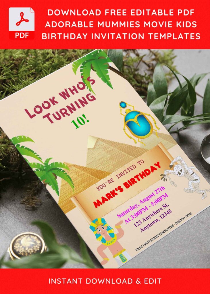 Invitation Template of (Free Editable PDF) Lovely Mummies Movie Themed Birthday Invitation Templates 3