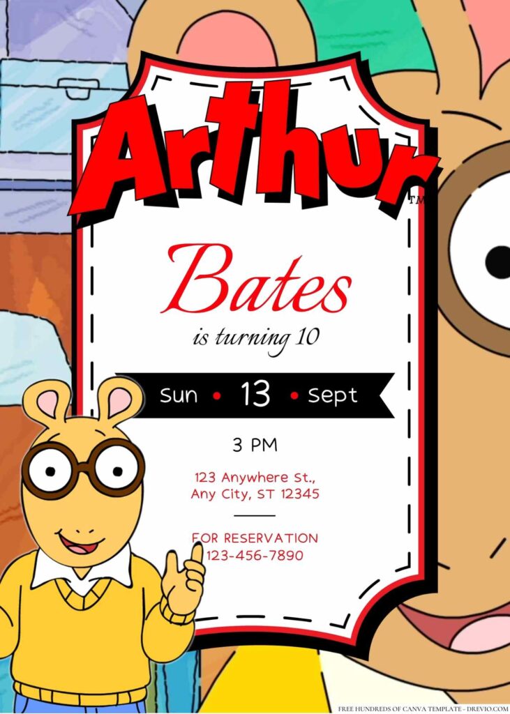 Free Editable Arthur Birthday Invitation 