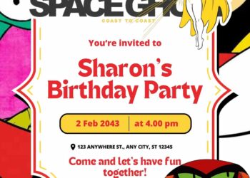 Free Editable Space Ghost (Coast to Coast) Birthday Invitation