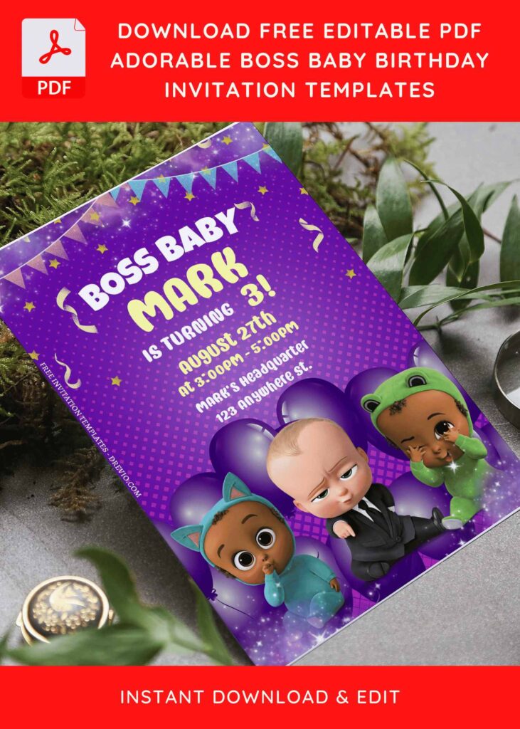 Invitation Template of (Free Editable PDF) Playful Boss Baby Birthday Invitation Templates 3