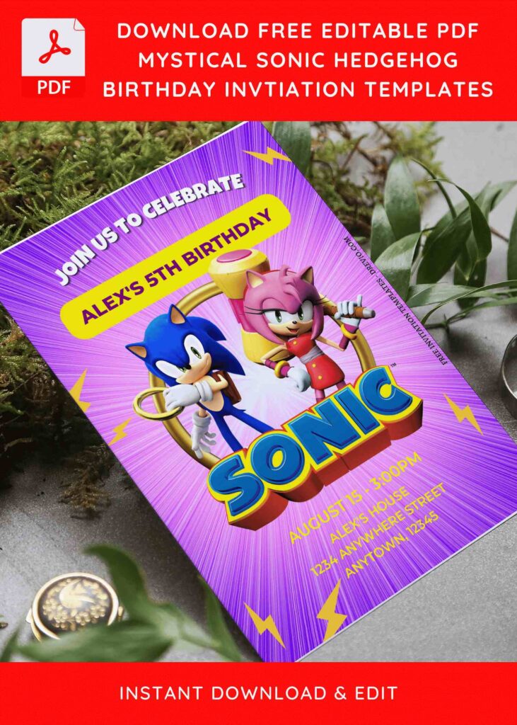 Invitation Template of (Free Editable PDF) Mystical Sonic The Hedgehog Birthday Invitation Templates 3