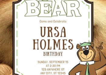 Free Editable Yogi Bear Birthday Invitation