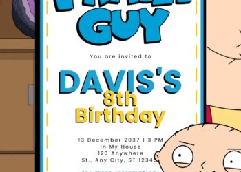 Free Editable Stewie Griffin (Family Guy) Birthday Invitation