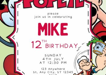 Free Editable Popeye Birthday Invitation