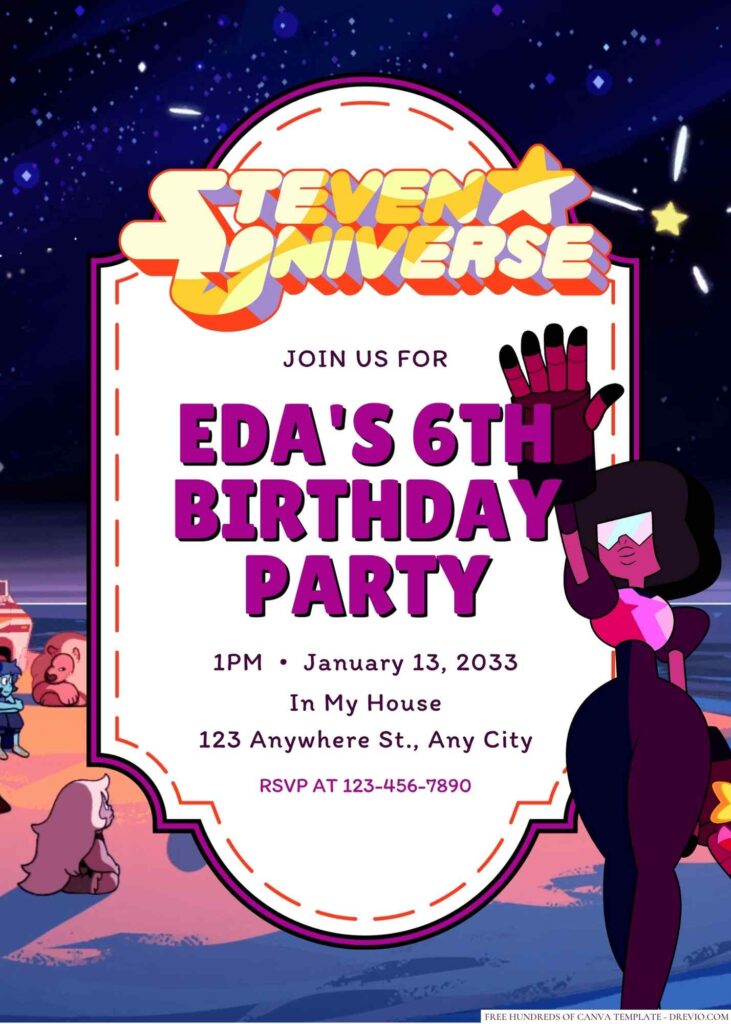 Free Editable Garnet (Steven Universe) Birthday Invitation