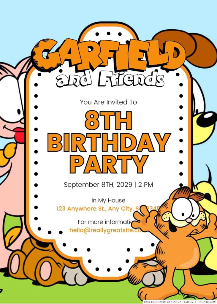 Free Editable Garfield and Friends Birthday Invitation