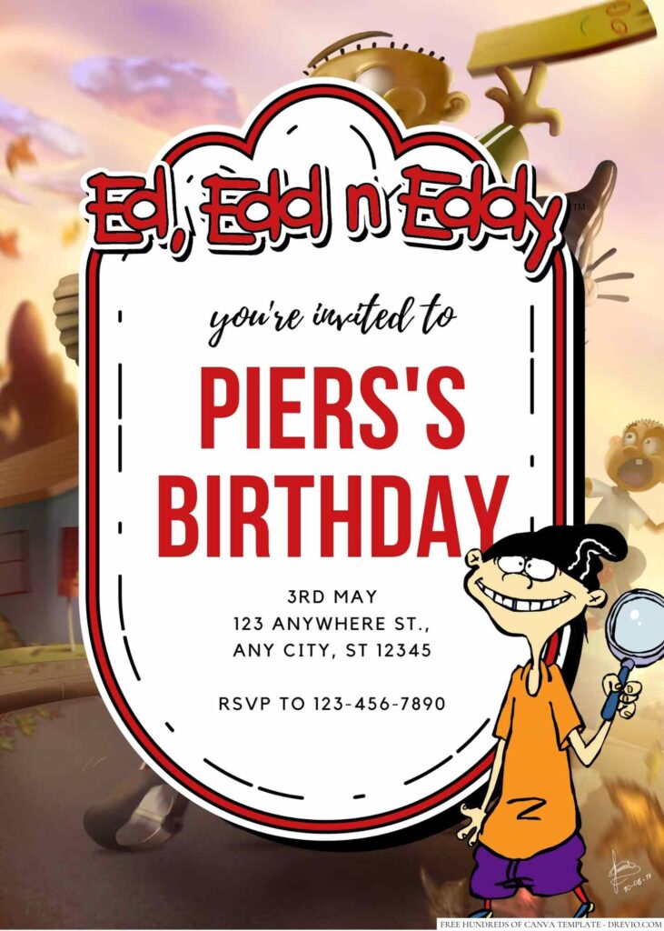 Free Editable Ed, Edd & Eddy Birthday Invitation