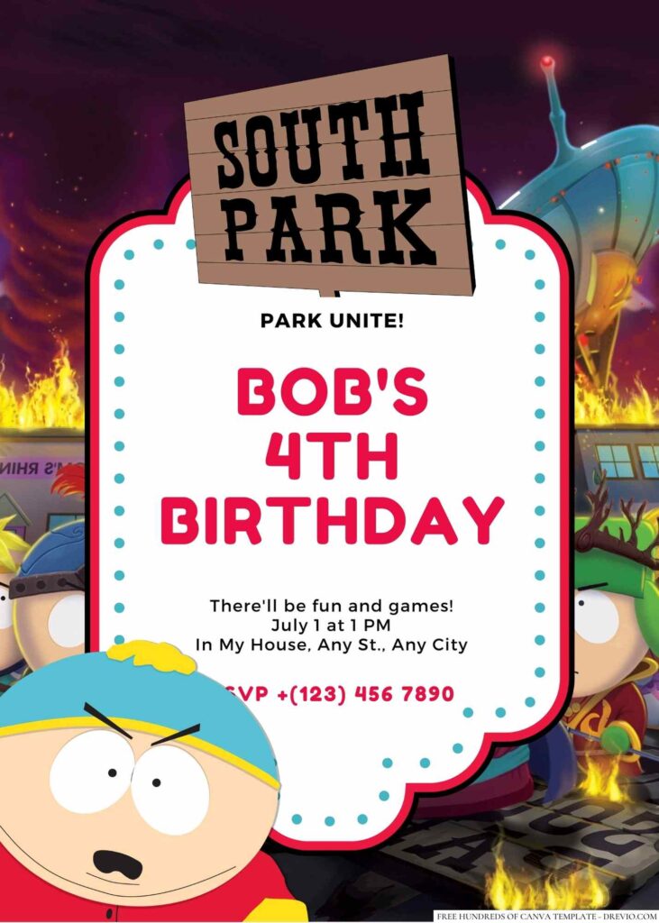 Eric Cartman (South Park) Birthday Invitation