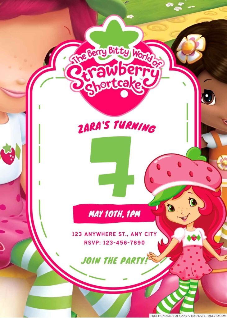 Strawberry Shortcake Birthday invitation