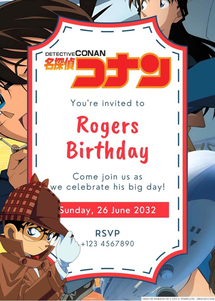 Detective Conan Birthday Invitation