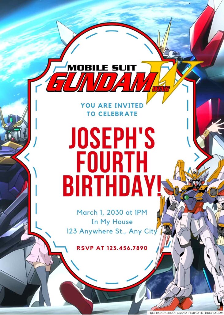 Gundam Birthday Invitation