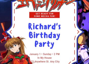 Neon Genesis Evangelion Birthday Invitation