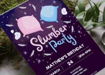 (Free Editable PDF) Sparkling Cute Slumber Party Invitation Templates