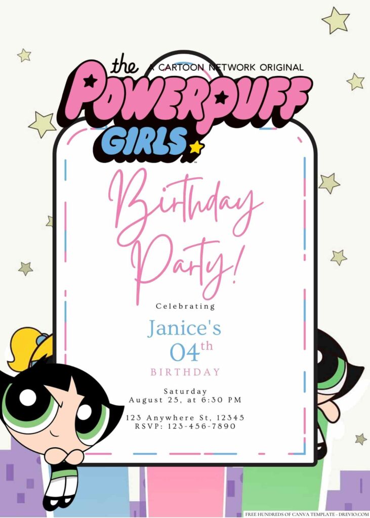 Free Editable The Powerpuff Girls Birthday Invitation