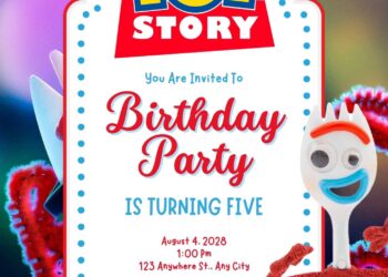 Free Editable Forky Toy Story 4 Birthday Invitation