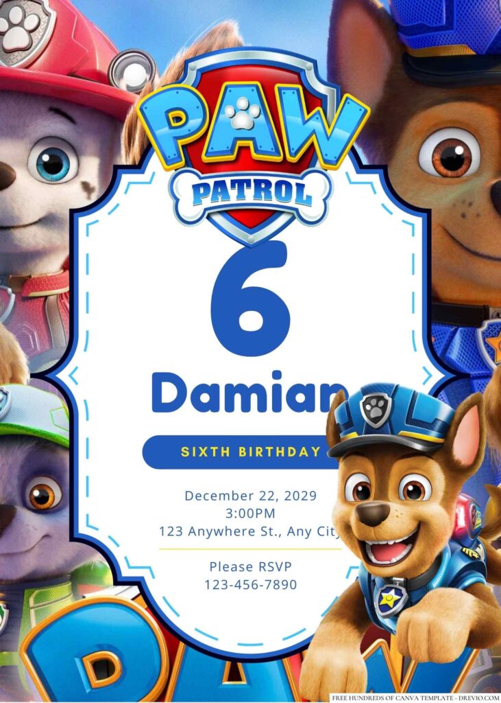 Free Editable Paw Patrol Birthday Invitation