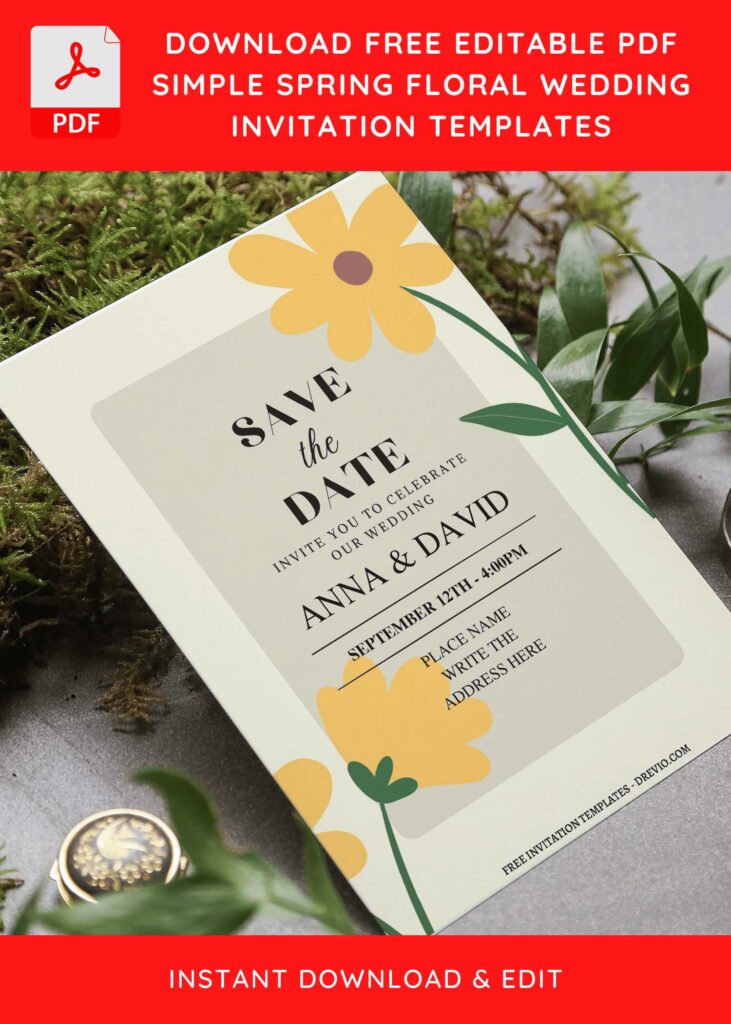 Invitation Template of (Free Editable PDF) Luminous Spring Floral Wedding Invitation Templates 6