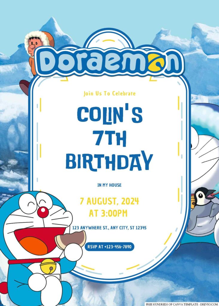 Free Editable Doraemon Birthday Invitation