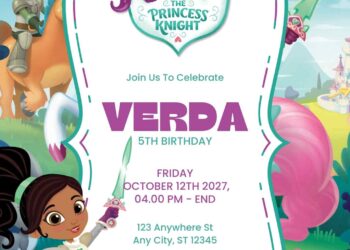 Free Editable Nella the Princess Knight Birthday Invitation