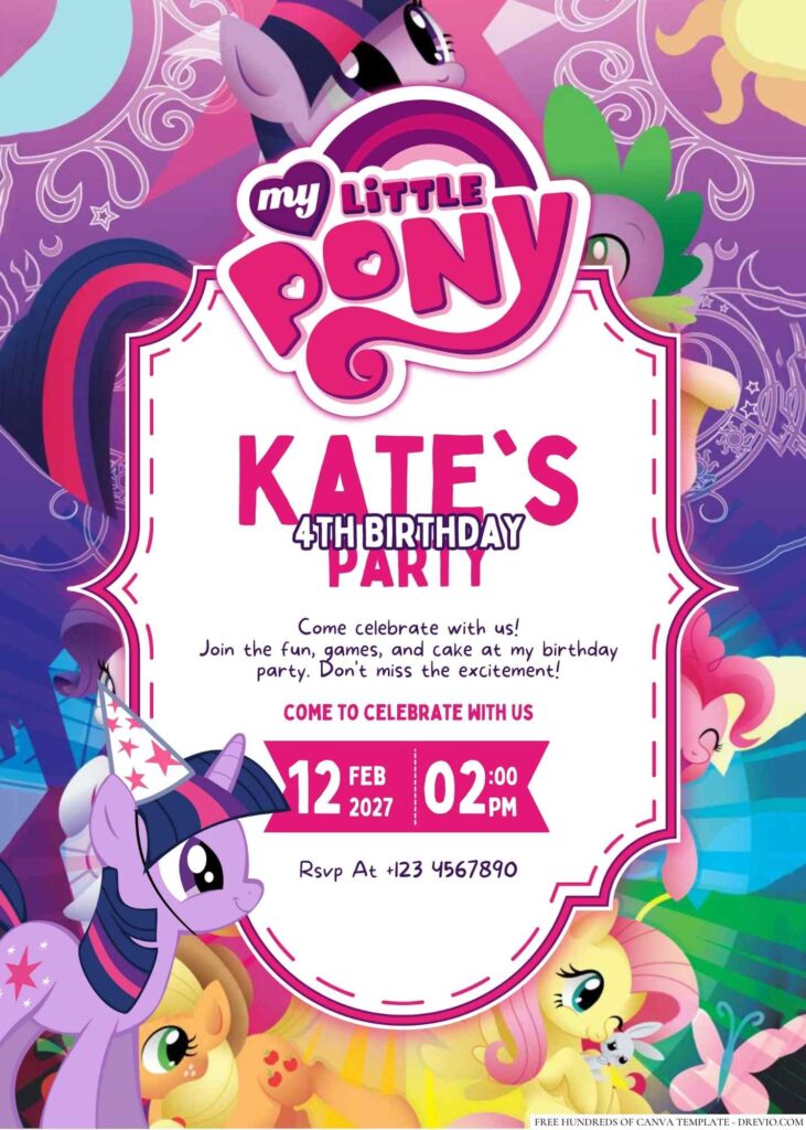 Free Editable My Little Pony Birthday Invitation