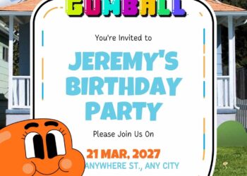 Free Editable The Amazing World of Gumball Birthday Invitation