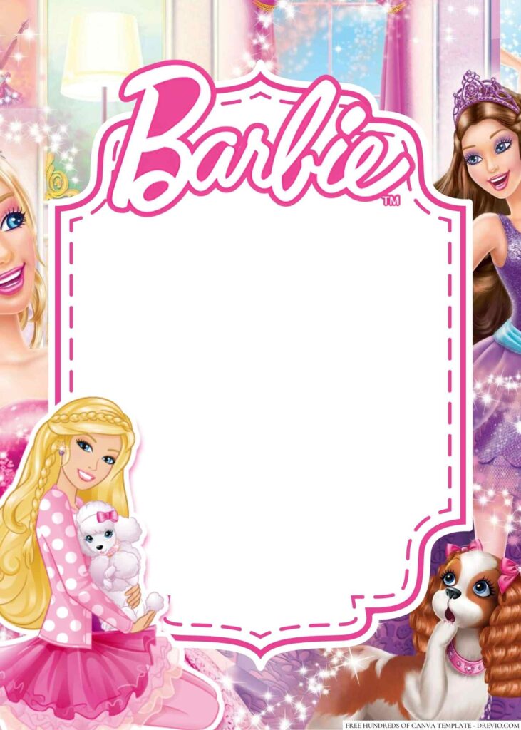 Invitation Template of 22+ Barbie Canva Birthday Invitation Templates 3