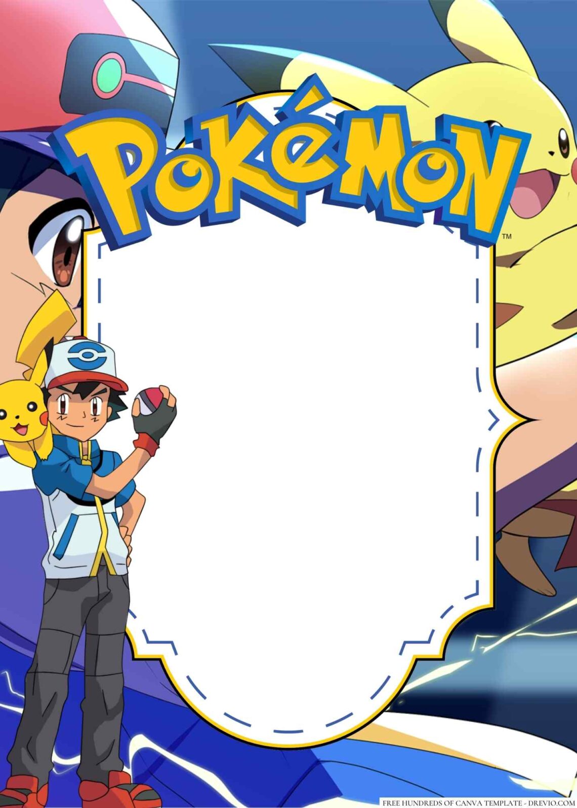 16+ Ash Ketchum Pokemon Canva Birthday Invitation Templates - Drevio ...