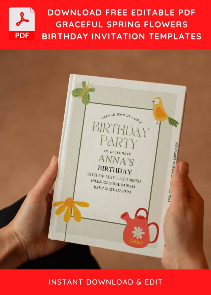 Invitation Template of (Free Editable PDF) Cute And Fun Garden Kids Birthday Invitation Templates 5