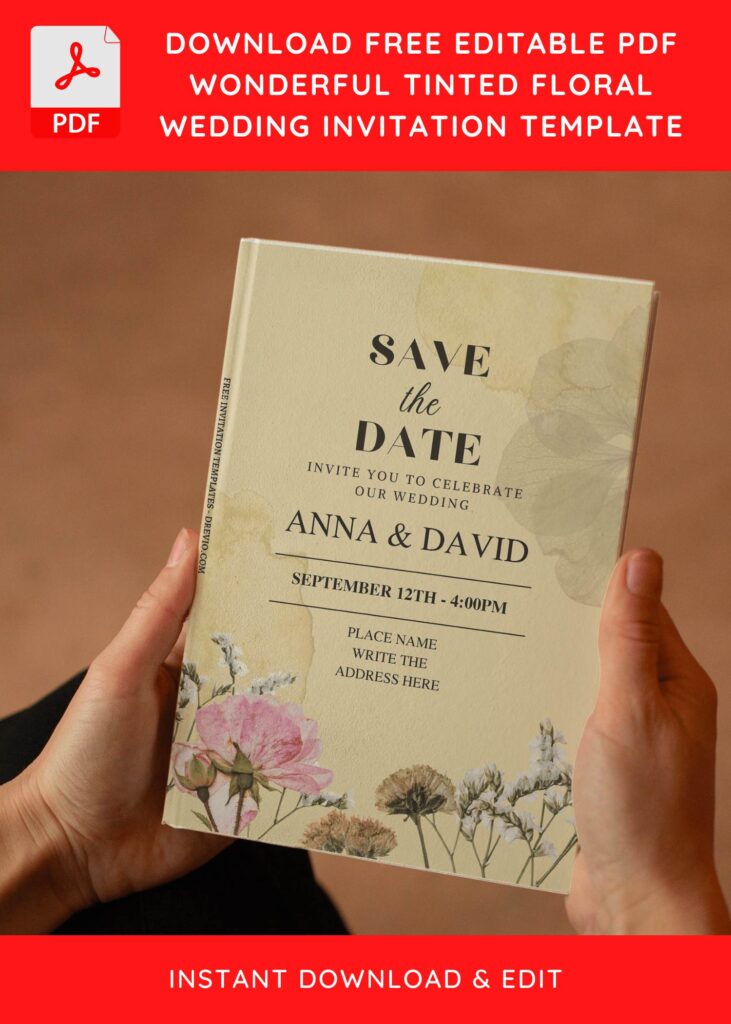(Free Editable PDF) Soft Watercolor Tinted Floral Wedding Invitation Templates E