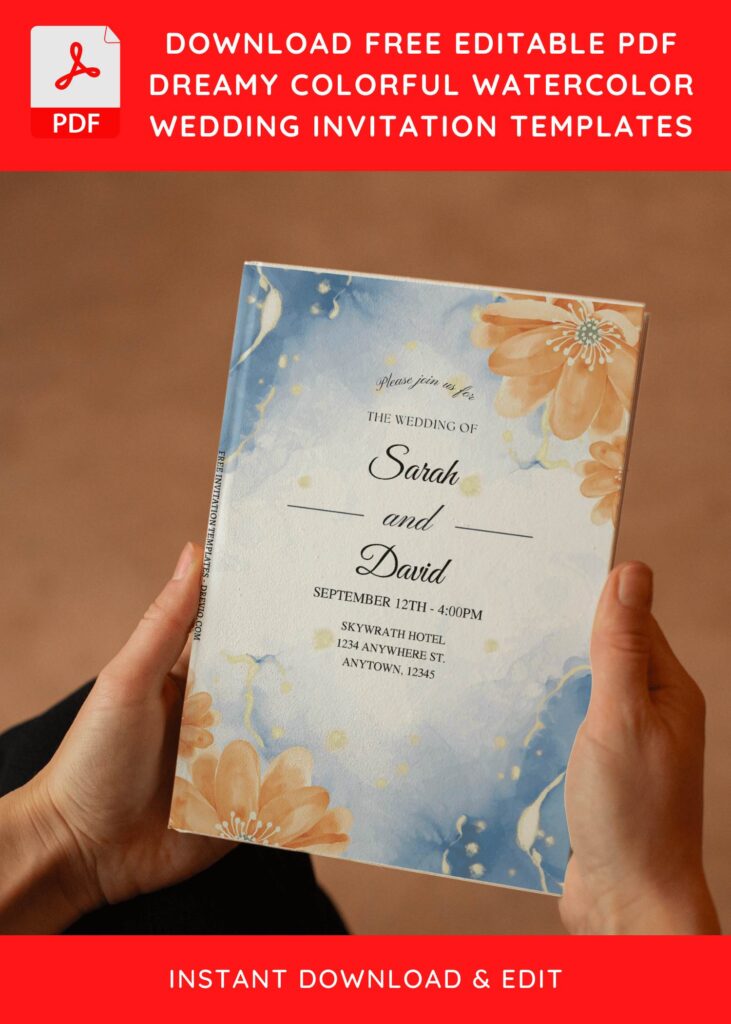 (Free Editable PDF) Visually Stunning Floral And Marble Wedding Invitation Templates E